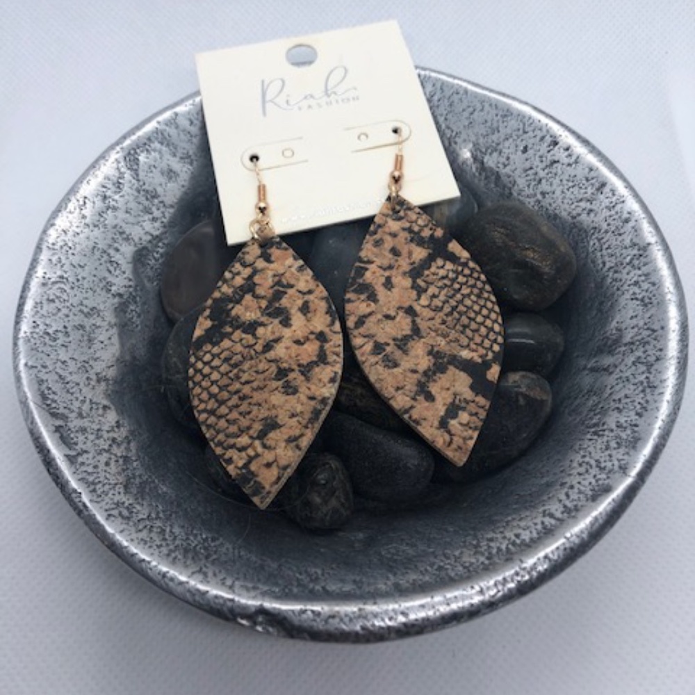 Brown Snake Print Earrings
